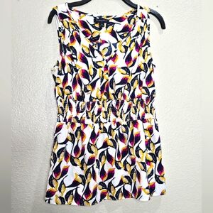 Banana Republic Peplum Top XS Satin Leaf Print